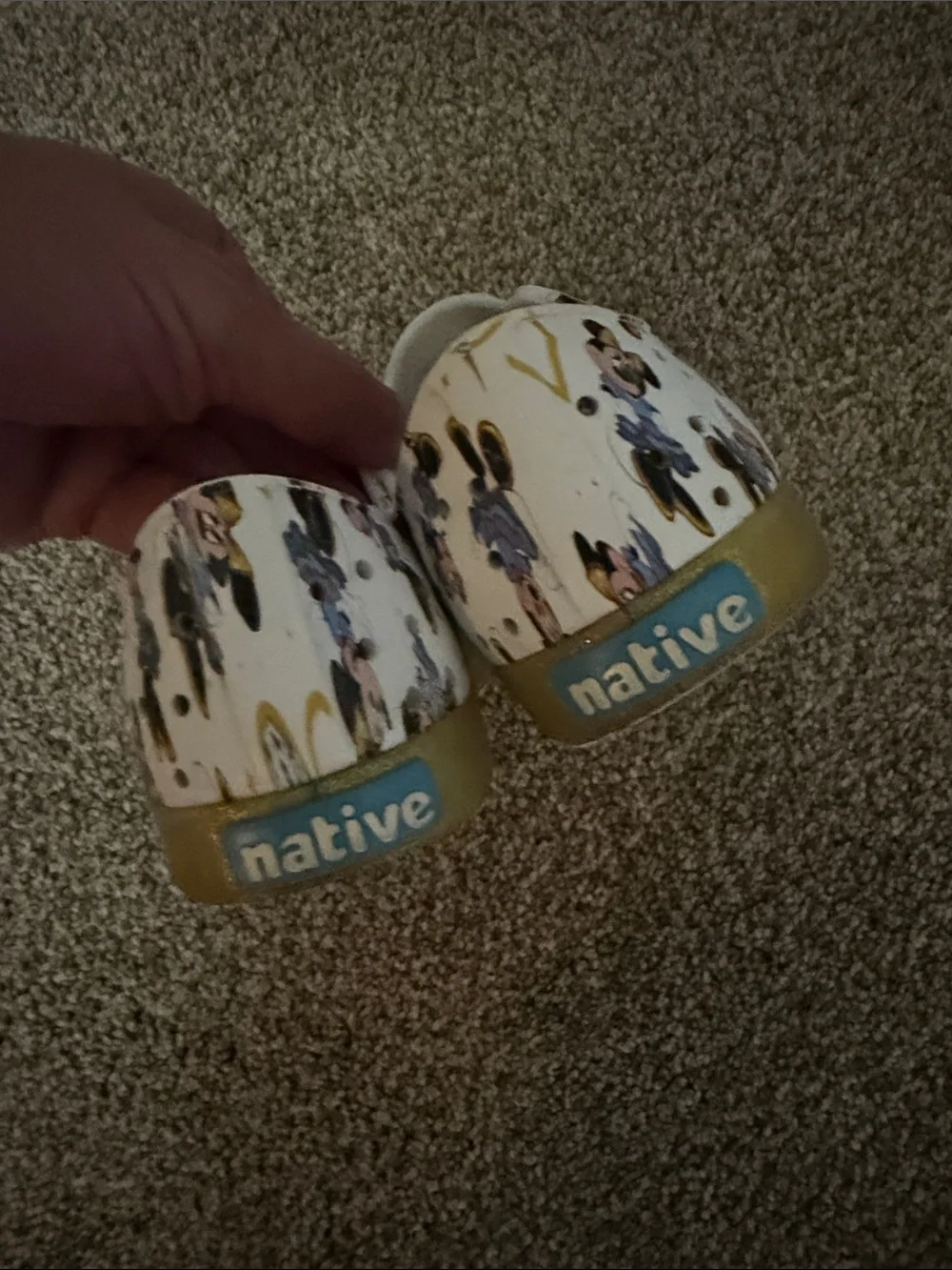 Kids' White & Gold Mickey Print Slip-On Shoes native Disney World 50th